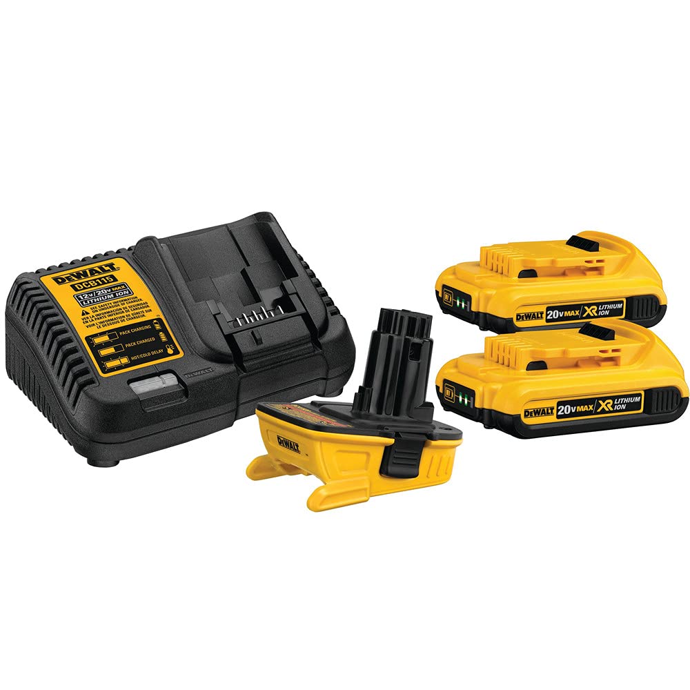 DEWALT 20V MAX Battery Adapter Kit, 18V to 20V, 2 Batteries and Charger Included (DCA2203C) DEWALT