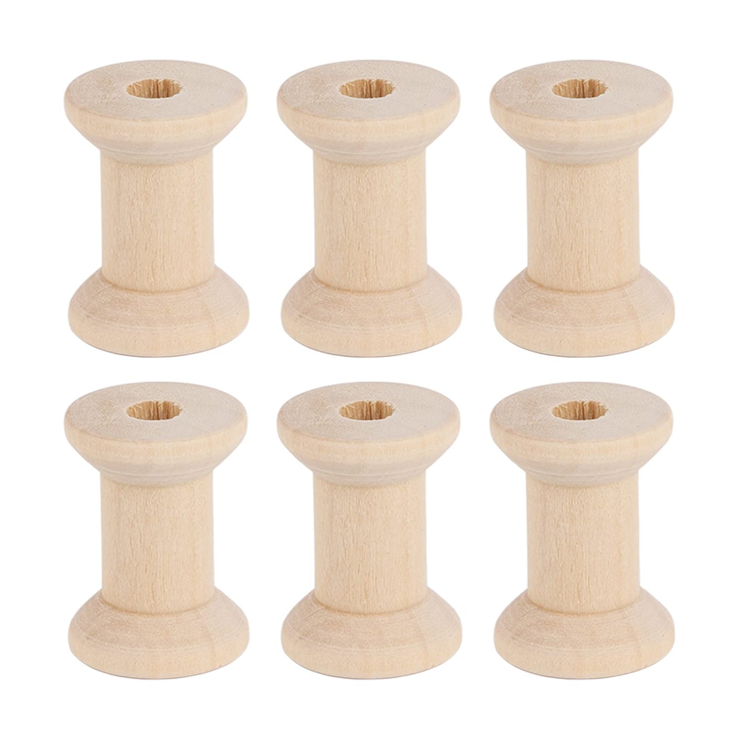 50PCS Hourglass Wooden Spools, Wooden Spools for Crafts, Unfinished Empty Thread Spool, Wooden Ribbon Spools Empty Wooden Thread Spools for Arts and HERCHR