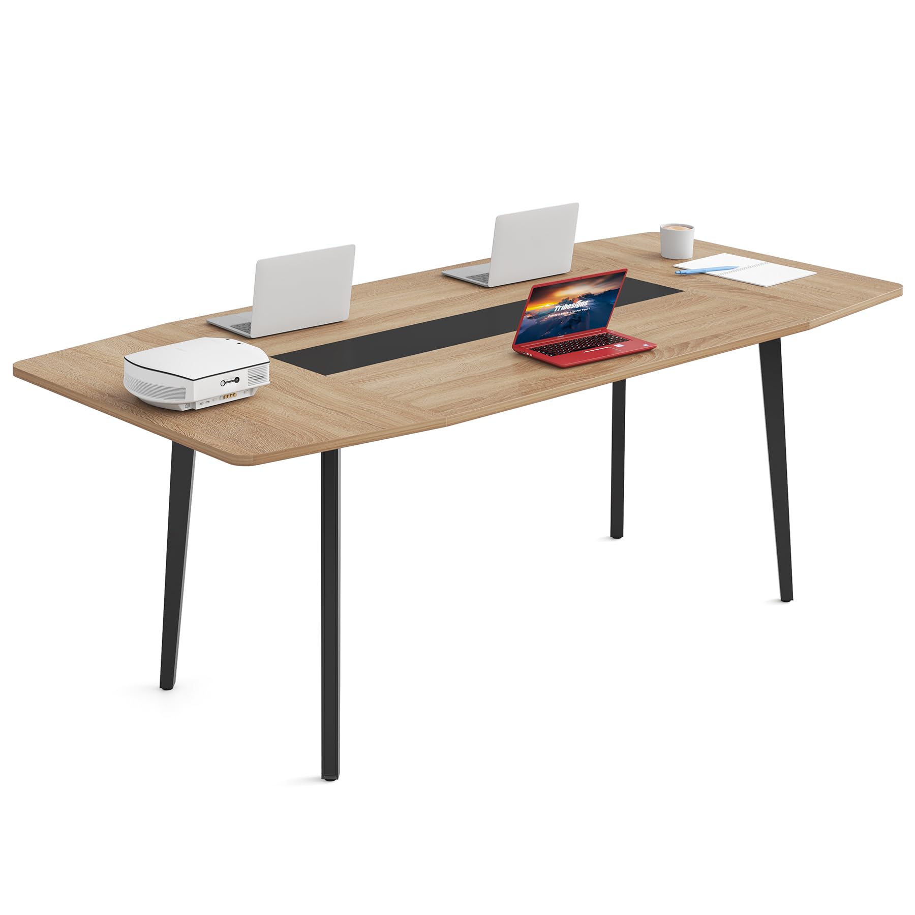 Tribesigns 6FT Conference Table, 70.86L x 35.43W x 29.52H Inches Boat Shaped Meeting Table, Modern Seminar Table for Office Meeting Conference Room - WoodArtSupply