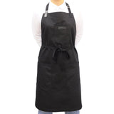 DingSay Trendy Black Cotton Kitchen Apron, Mens Womens Professional Cooking Bib Apron for Chef Grill BBQ, with Pockets Towel Loop and Adjustable Neck DingSay Trendy