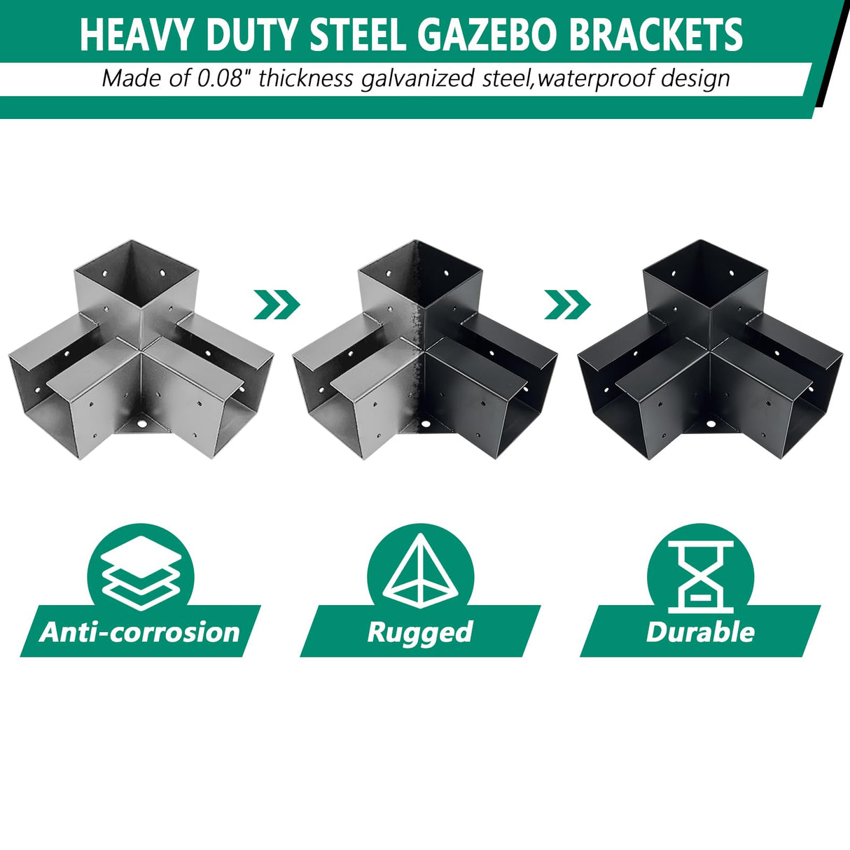 VoTwoofv Pergola Bracket kit 6x6,3-Way Right Angle Corner Bracket Woodworks Pergola kit for Wood Beam (Actual: 5.6"x5.6'') Outdoor Gazebos,Patio VoTwoofv