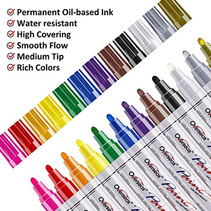 Paint Pens, Markers on Almost Anything Never Fade Quick Dry and Permanent, Oil-Based Waterproof Paint Marker Pen Set for Rocks Painting, Wood,