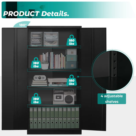 Ochangqi Metal Garage Storage Cabinet with 2 Doors and 4 Adjustable Shelves - 72" Steel Lockable File Cabinet,Locking Tool Cabinets for Ochangqi