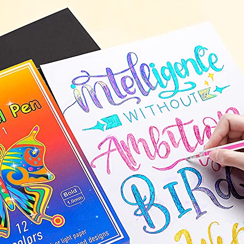 Dyvicl Dual Metallic Gel Pen, Liquid Glitter Iridescent Gel Pen for Adult Coloring, Doodling, Drawing, Scrapbooking, Card Making, Illustrations, Dyvicl