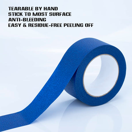 XUXU Blue Painters Tape, 2 Inch Blue Painters Masking Tape Bulk for Multi-Surface, Produce Sharp Lines, Residue-Free 196 Yards Total Blue Tape Set of XUXU