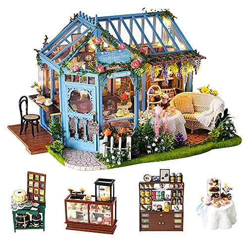 TuKIIE DIY Miniature Dollhouse Furniture Kit, 1:24 Scale Creative Room Wooden Doll House Accessories Plus Dust Proof & Music Movement for Kids Teens