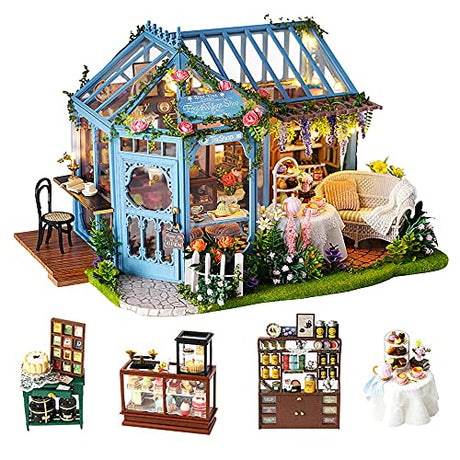 TuKIIE DIY Miniature Dollhouse Furniture Kit, 1:24 Scale Creative Room Wooden Doll House Accessories Plus Dust Proof & Music Movement for Kids Teens TuKIIE