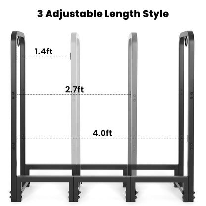 AMAGABELI GARDEN & HOME 4ft Firewood Log Rack Outdoor Indoor Heavy Duty Wrought Iron Fire Wood Holder Outdoors Stand Tubular Wood Pile Lumber Storage