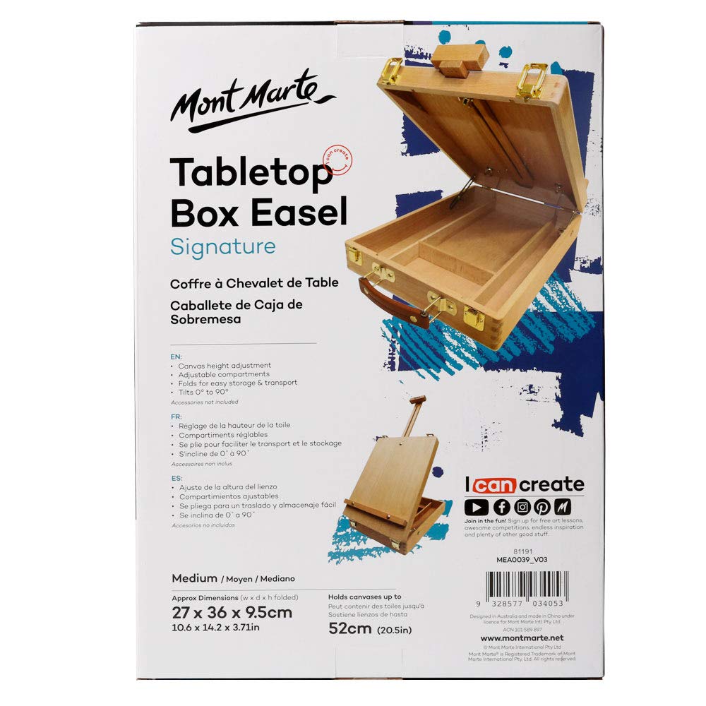 Mont Marte Tabletop Easels for Painting, Desk Box Easels for Kids Adults&Artists,Beech Wood MONT MARTE
