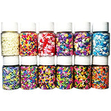 LIKETURE Fake Sprinkles 12 Jars 180g Polymer Clay Sprinkles Fake Candy Sprinkles Faux Sprinkle for Resin Slime Craft Plastic Sprinkle Nail Art Phone LIKETURE