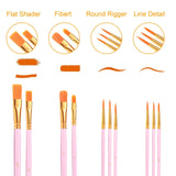 AROIC Painting Brushes Set, 10 Packs /100 Pieces, Nylon Brush Head, Suitable for Oil and Watercolor, Perfect Suit of Art Painting, Best Gift for AROIC