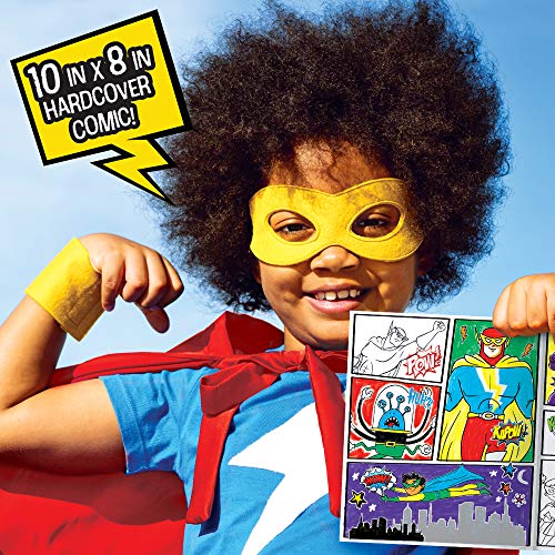 Made By Me Make Your Own Comic Book Storytelling Kit for Kids, 15-Page,  Hardcover, How-to Draw Instructional Guide, Comic Inspired Stickers &  Stamp