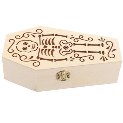 GANAZONO Unfinished Wood Coffin Halloween Coffin Box Small Unfinished Wood Funeral Coffin with Hinged Lid DIY Keepsake Casket Coffin Treat Box for - WoodArtSupply