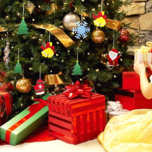 Hidreas 50 Pcs DIY Wooden Ornaments Christmas Wooden Ornaments Making Kit Christmas Crafts with Wax Rope and Rhinestone Stickers for Christmas Hidreas