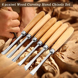 6pcs Professional Wood Carving Hand Chisels Set DIY Woodworking Sculpting Tools Carving chisel Round chisel ASHATA
