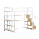 Bellemave Twin Loft Bed with Desk, Stairs, and Storage – Perfect Space-Saving Solution for Kids and Teens Bellemave