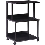 IBUYKE Black Printer Stand with Storage Shelf,3 Tier Printer Table with Wheels,Printer Cart for Home Office Organization, Rolling Cart Stand for Heat IBUYKE