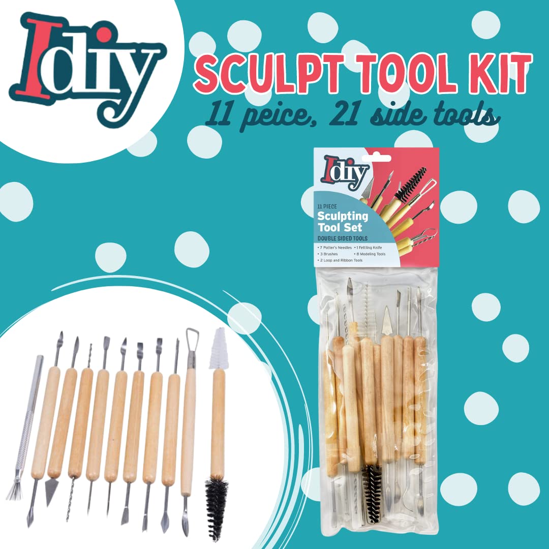 Pottery Tool Kit -11-Piece 21-Tool Beginner's Clay Sculpting Set, Clay, Wood Carving, Ceramic Art Project Accessories for School, Classrooms, - WoodArtSupply