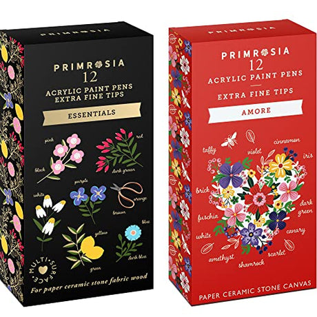Primrosia Acrylic Paint Pens Brights Collection, Extra Fine Tips for arts, crafts and office supplies Primrosia