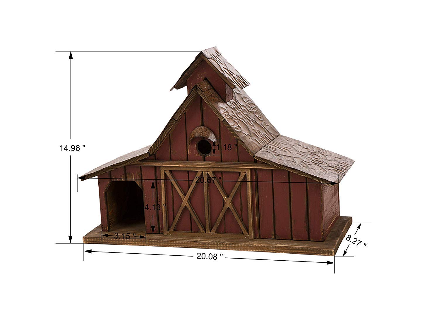 Glitzhome 20.67" L Birdhouse for Outside Rustic Wood Barn Design Extra-Large Hand Painted Bird House glitzhome