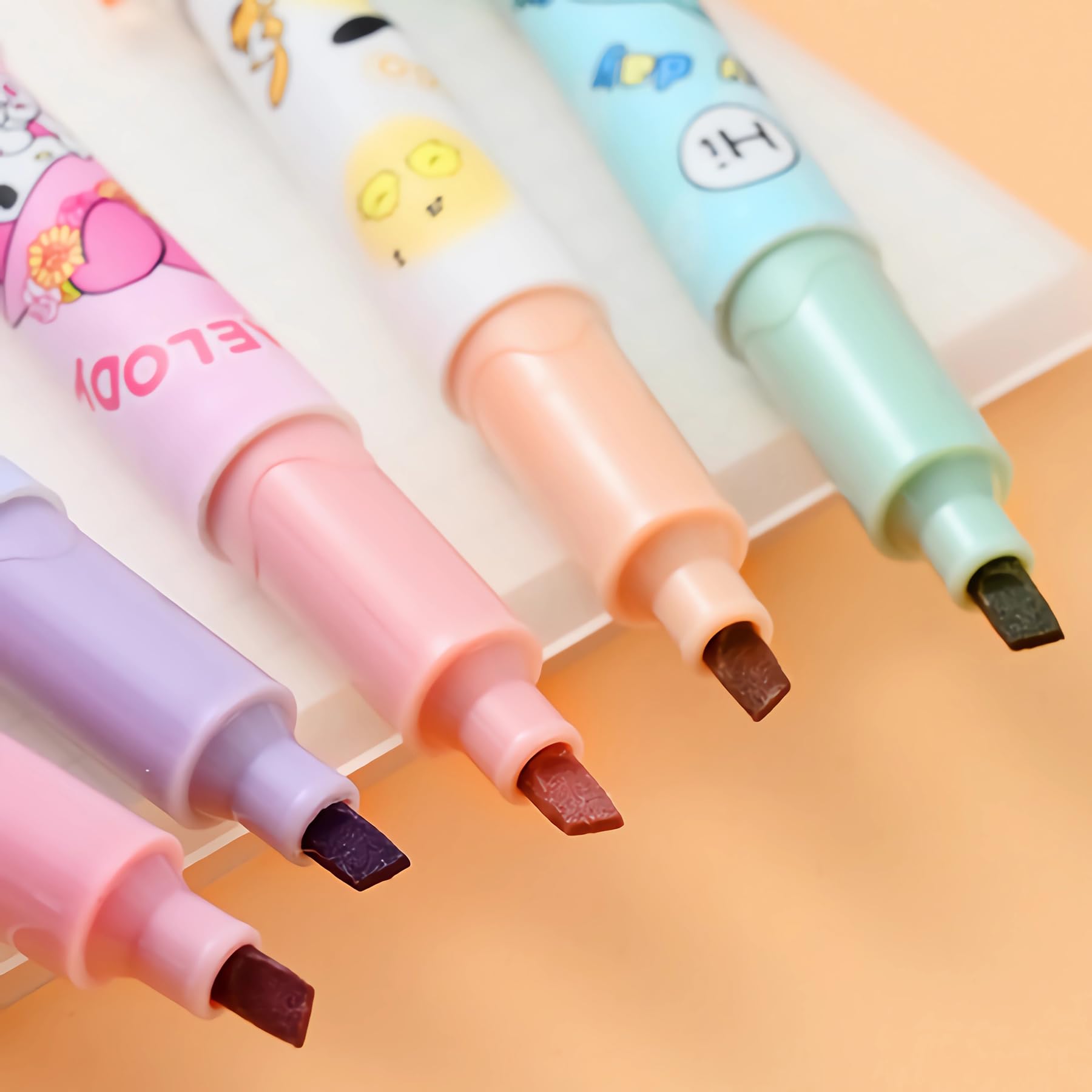 FourFine 6pcs Cute Highlighter Markers Pastel Colors Quick Dry Write Smoothly Cartoon Drawing Pens For Writing Graffiti School Office Supplies - WoodArtSupply