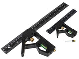 Faithfull FAICS300TCNC Prestige Twin Pack Aluminium Combination Squares 150 mm (6 in) and 300 mm (12 in),Black Faithfull