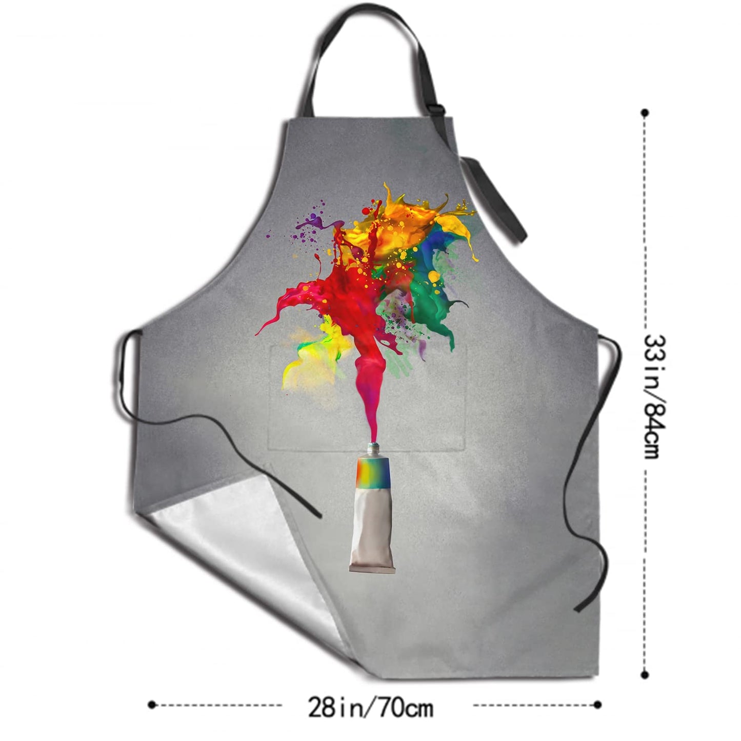 Granbey Colorful Artist Painting Apron For Women Men With 2 Pockets And Adjustable Neck Art Painter Aprons For Gifts - Home Garden Kitchen Oil