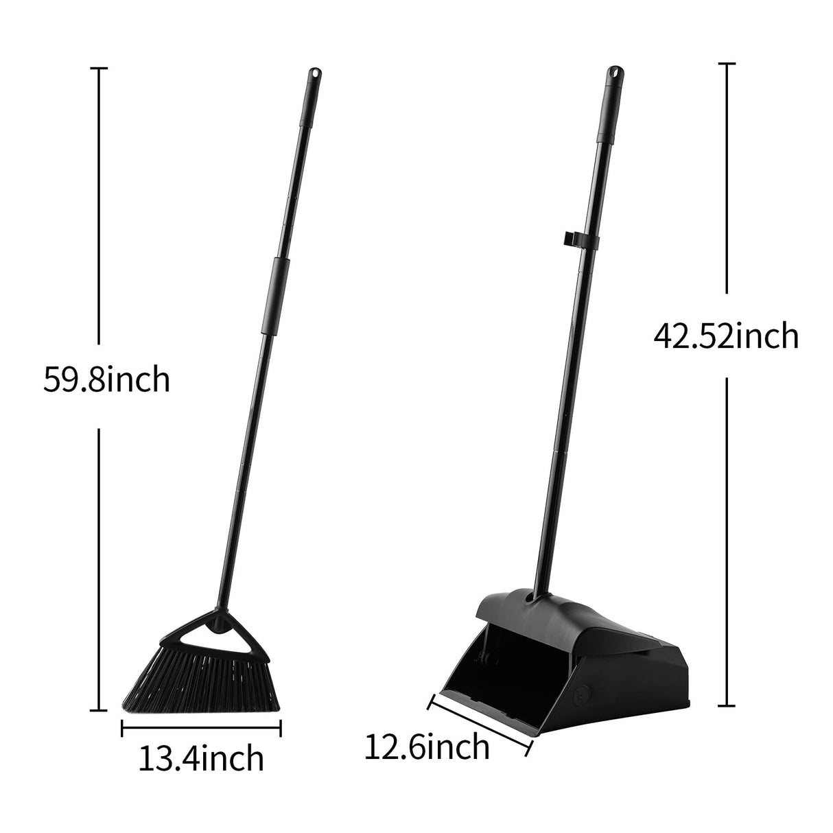 Eyliden Commercial Angle Broom and Dustpan Combo, with Long Handle, Lobby Dust Pan Sweep Set for Outdoor Garages Courtyard Sidewalks Decks Indoor Eyliden