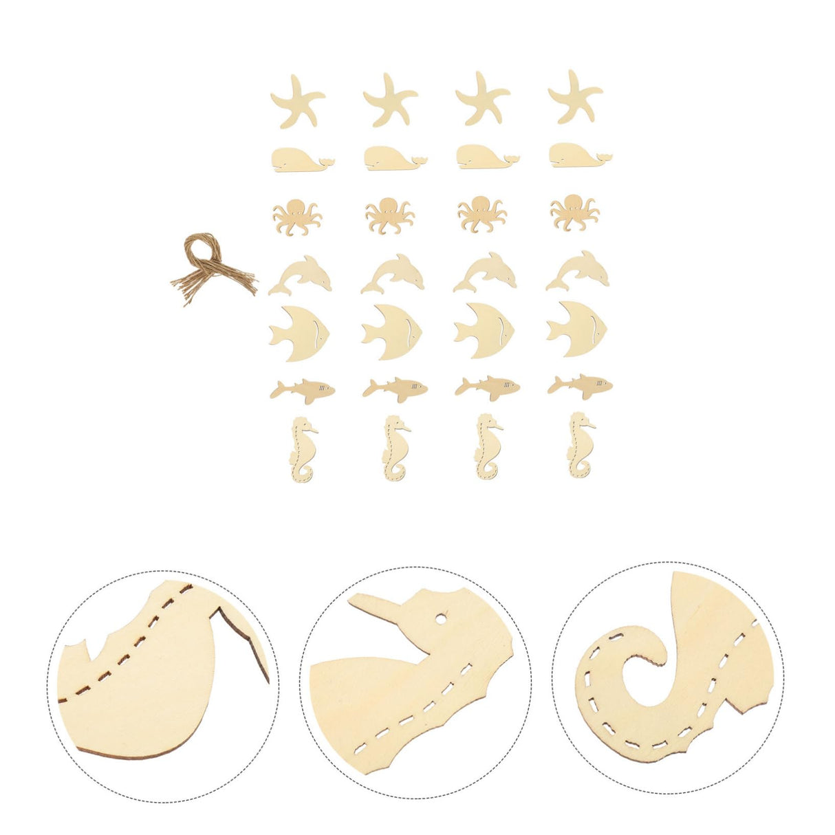 CIMAXIC 28pcs Ocean Cartoon Wood Chips Wood Paint for Crafts 3D Wooden Ornaments to Paint Crafts for sea Animals Mini Decor Wood Slice Art Craft Wood CIMAXIC