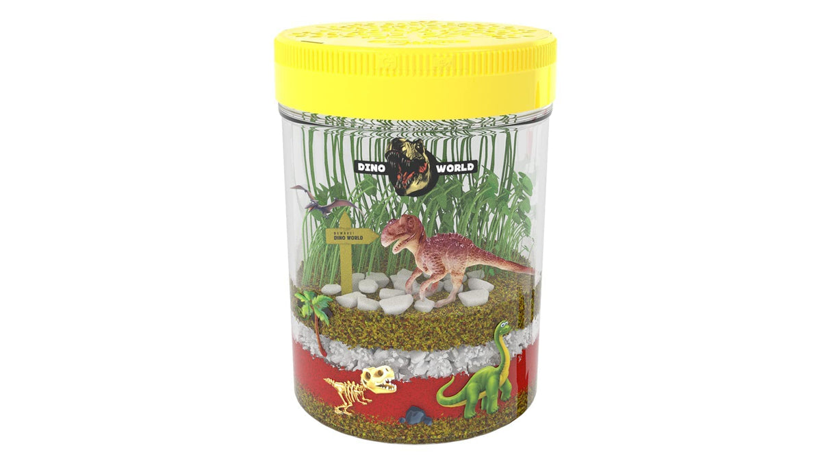Dino World Terrarium Kit for Kids - LED Light in Lid - Dinosaur Toys for Boys & Girls Age 3, 4, 5, 6, 7, 8+ Year Old Boy and Girl Gifts - Dinosaur Dan&Darci
