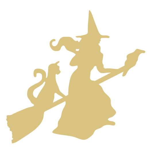 Witch Cutout Unfinished Wood Halloween Spooky Scary Broomstick MDF Shape Canvas Style 13 (6")