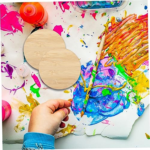Tofficu 10pcs Round Bamboo Unfinished Circle Premium Unfinished Slices Painting Circle Unfinished Bamboo Chips Bamboo Slices DIY Hanging Tags Kids Tofficu