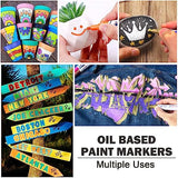 28 Color Paint Markers Pens Set, Oil-Based Permanent Paint Marker, Medium Tip, Quick Dry and Waterproof Paint Pen for Rock Painting, Ceramic, Wood, TFIVE