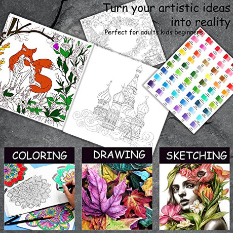 KALOUR 144 Pack Drawing Sketching Coloring Set,Include 120 Professional Soft Core Colored Pencils,Sketch & Charcoal Pencils,Sketchbook,Art Drawing KALOUR