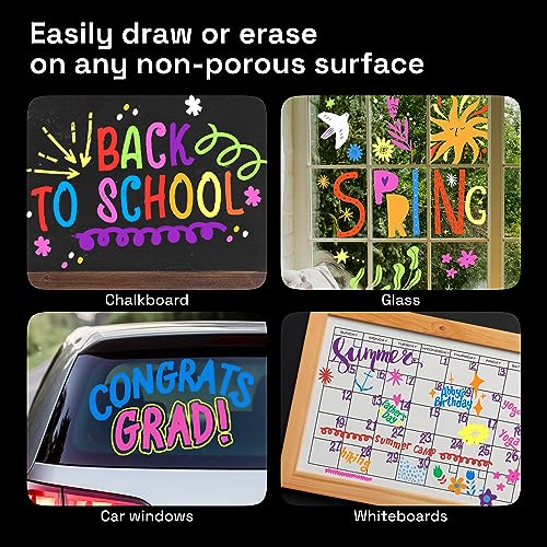  8 Washable Window Markers for Cars - 15mm Jumbo, 3 in 1 Nib,  28g Ink - Liquid Chalk Markers for Chalkboard, Blackboard, Glass, Bistro,  Auto, Menu Board - Loved by