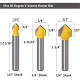 Yakamoz 6Pcs 1/4" Shank Carbide 90 Degree V-Groove and Round Nose Groove Router Bit Set 3D CNC Signmaking Lettering Engraving Cutter Woodworking YAKAMOZ
