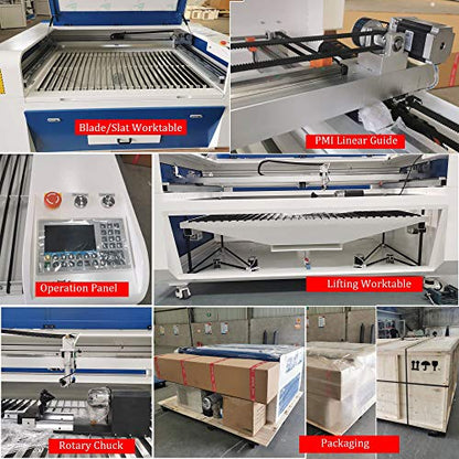 US Stock SFX Co2 Laser Cutter 51-3/16''×35-7/16'' 180W Reci W8 CO2 Laser Engraver Cutter Machine with CW5200 Water Chiller Laser Cutting Machine