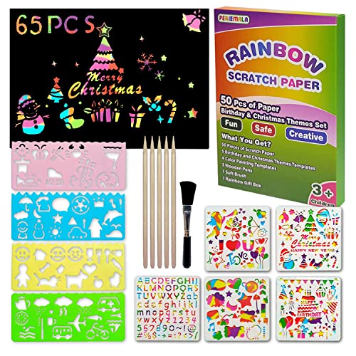 pigipigi Scratch Paper Art for Kids - 60 Pcs Rainbow Magic Scratch Off Art  Crafts Set Supply Drawing Note Kit for Girls Boys Toddler Party Favor