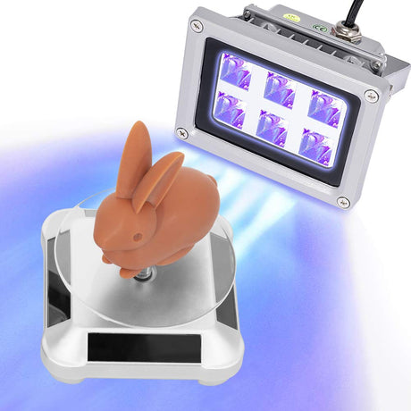 3D Printer UV Resin Curing Light with Solar Turntable 360°Rotating Stand for SLA DLP LCD 3D Printer Solidify Photosensitive Resin 405nm UV Resin Comgrow