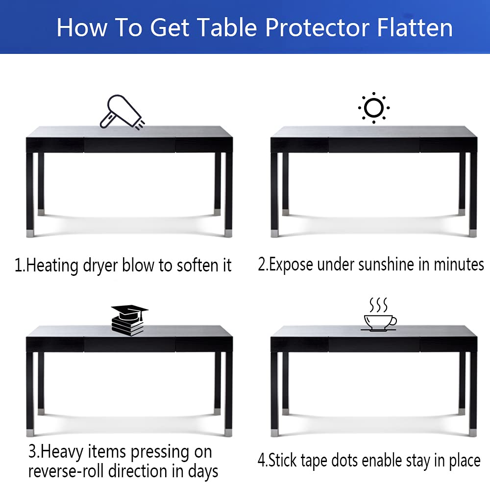 Large Custom Thicken Clear PVC Table Cover Protector 60x120 Inch Rectangular Vinyl Heat Resistant Table Edge Runner Pads for 10 Foot Meeting SPLENDEFUL