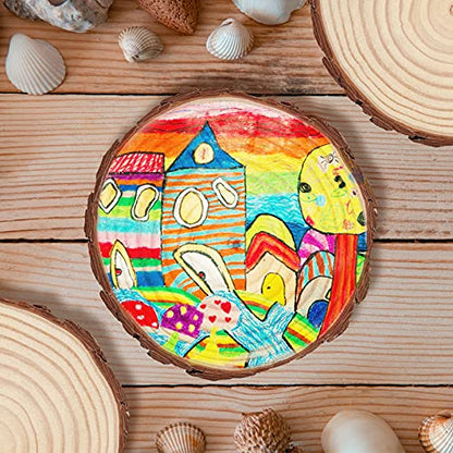 14 PCS 6.3-6.7 Inch Natural Wood Slices, 3/5 Inch Thick Unfinished Wood Slices for Crafts, Wedding, Decoration, Painting