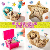 GirlZone Mermaid Treasures Play Sand Kit, 2lbs of Magic Sand for Kids Kit with Gems, Carry Case and More, Kids Toys for Playdates and Great Gift Idea GirlZone