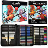 Artownlar 72 Pack Drawing Sketching Set with 8x11" Sketchbook | Pro Art Supplies Kit for Artist Adults Teens Beginner | Graphite Charcoal, Watercolor Artownlar