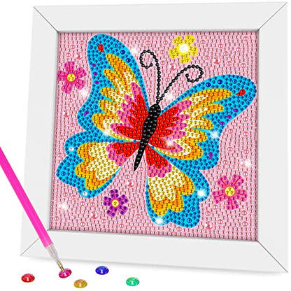 QEUOYSS Diamond Painting Kit for Kids with Wooden Frame Art and Crafts for Kids Ages 6-8 -10-12 Easy to DIY Diamond Art for Kids and Adult Beginners