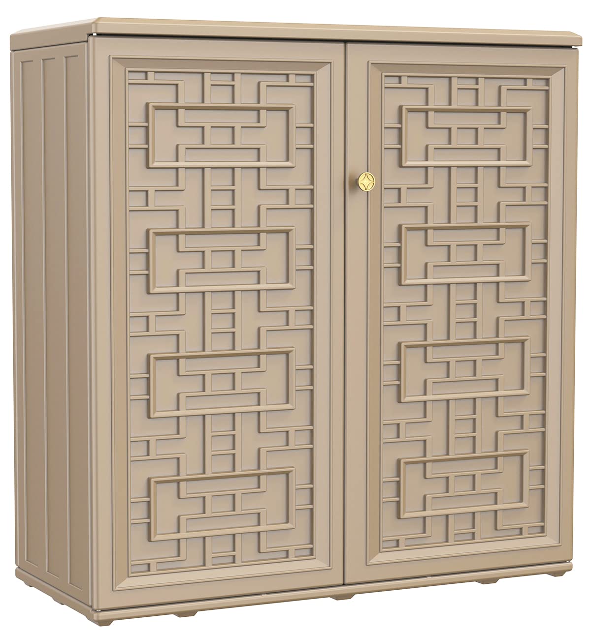 Mrosaa Outdoor Storage Cabinet Waterproof with 1 Shelf, Resin Outdoor Storage Box for Patio/Garden/Backyard/Home, Size 34.3''L*15''W*36.2''H(Brown) Mrosaa