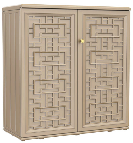 Mrosaa Outdoor Storage Cabinet Waterproof with 1 Shelf, Resin Outdoor Storage Box for Patio/Garden/Backyard/Home, Size 34.3''L*15''W*36.2''H(Brown) Mrosaa