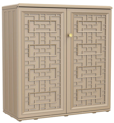 Mrosaa Outdoor Storage Cabinet Waterproof with 1 Shelf, Resin Outdoor Storage Box for Patio/Garden/Backyard/Home, Size 34.3''L*15''W*36.2''H(Brown)