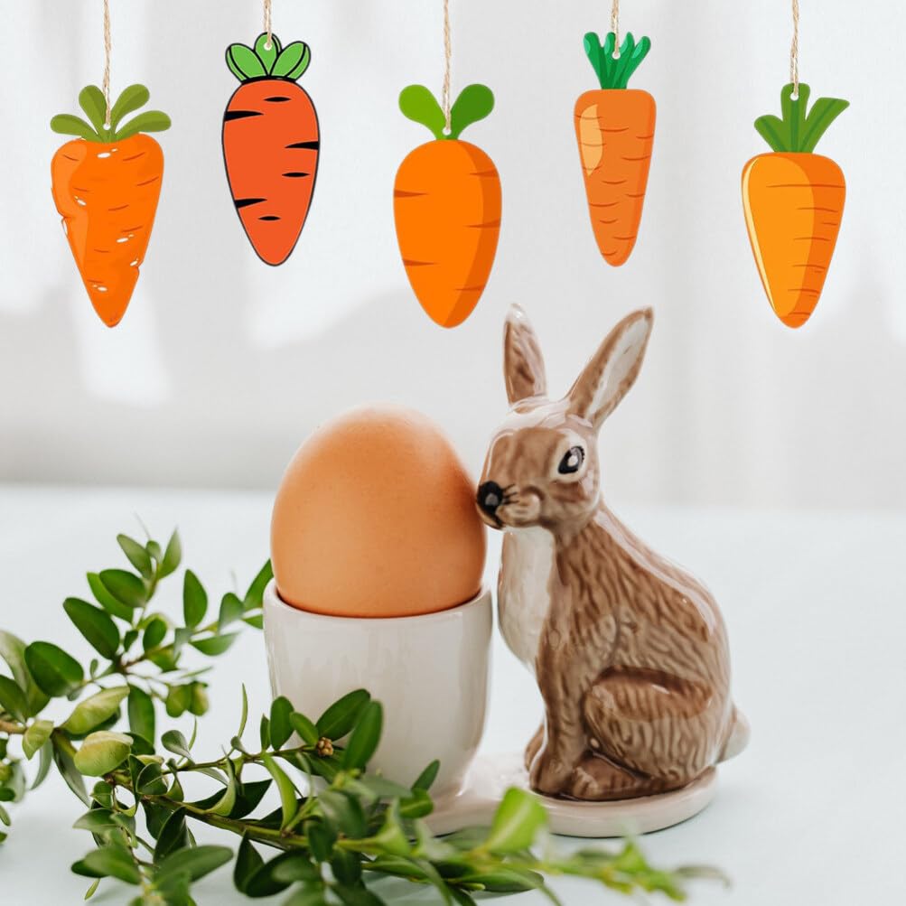 Lurrose 12Pcs Wood Carrot Cutouts Easter Wooden Carrot Ornaments Unfinished Carrot Shape Wood Slices for Easter DIY Crafts Party Home Decorations Lurrose