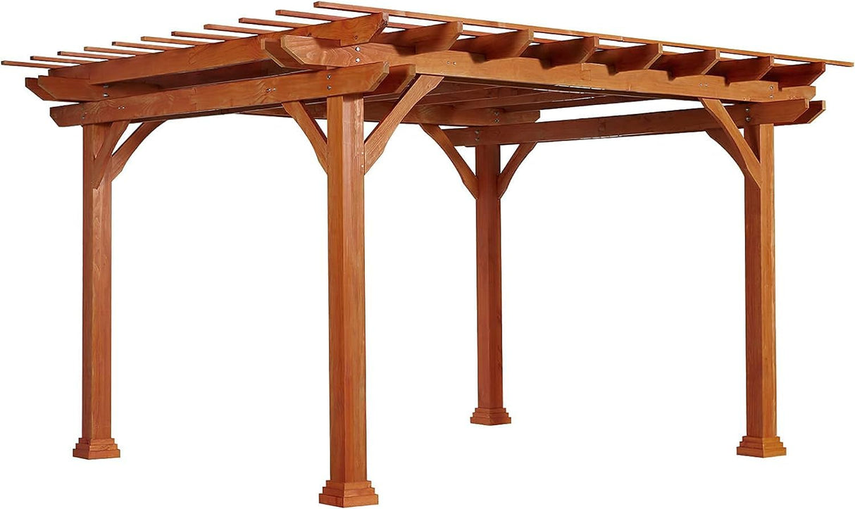 U-MAX Wood Pergola 12'x10' Cedar Wood Gazebo with Durability, Stability, Structure, Snow and Wind Supported,Mirador Outdoor Pergola for Patio Deck U-MAX