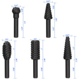 OIIKI 5 PCS Woodworking Twist Drill Bits, Wood Carving File Rasp Drill Bit, with 1/4" Shank Tool Rasp Chisel Shaped Rotating Embossed Grinding Head OIIKI